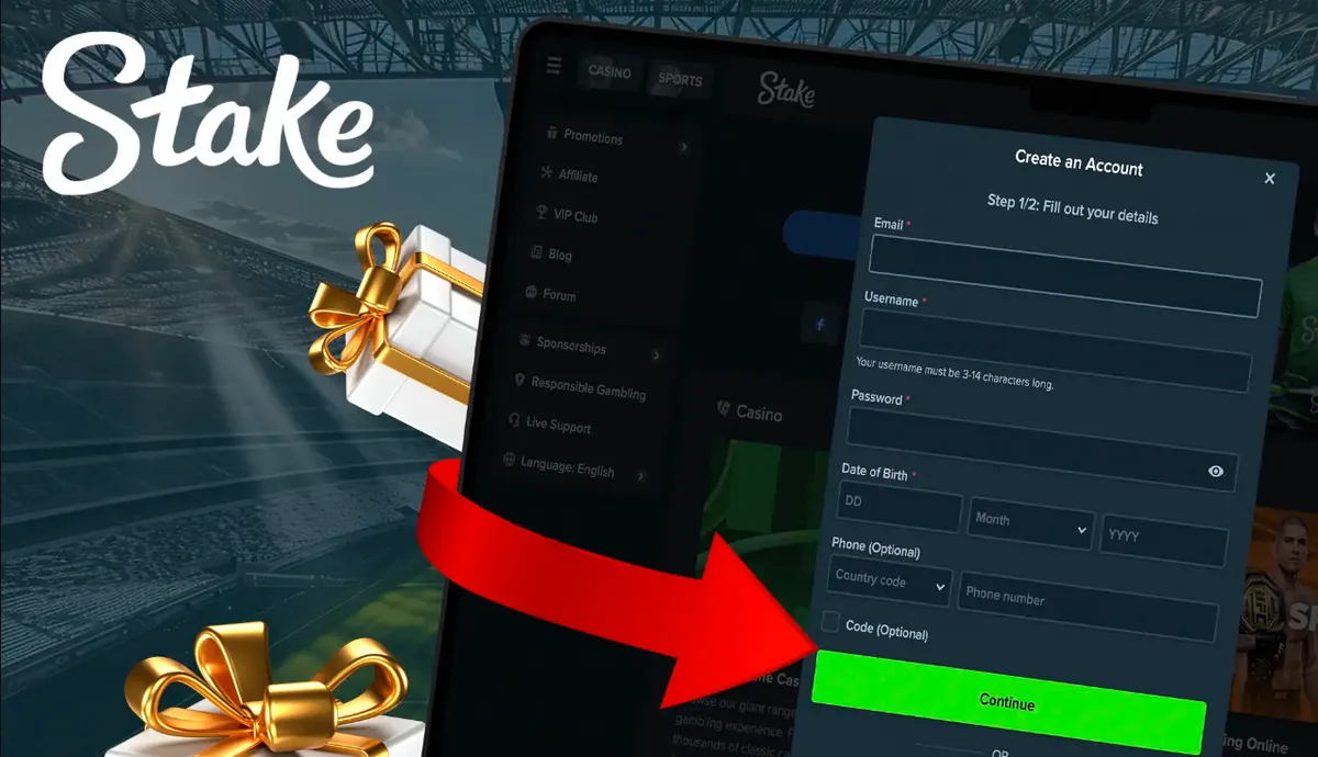 Регистрация в Stake Casino